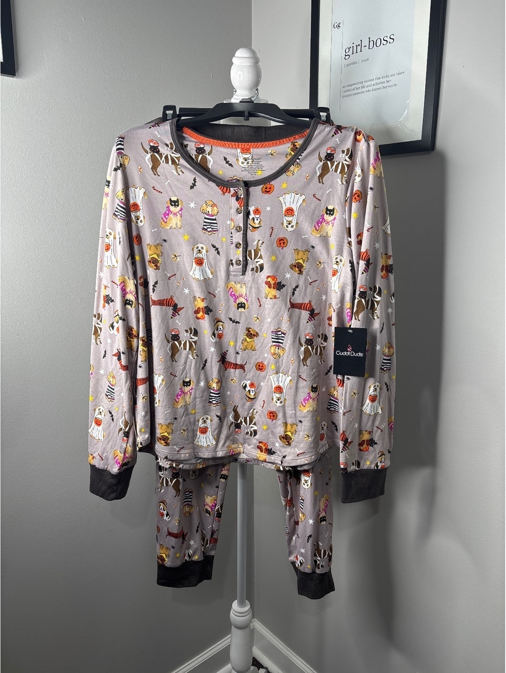 Cuddl Duds Halloween Dog Print Pajama Set Large